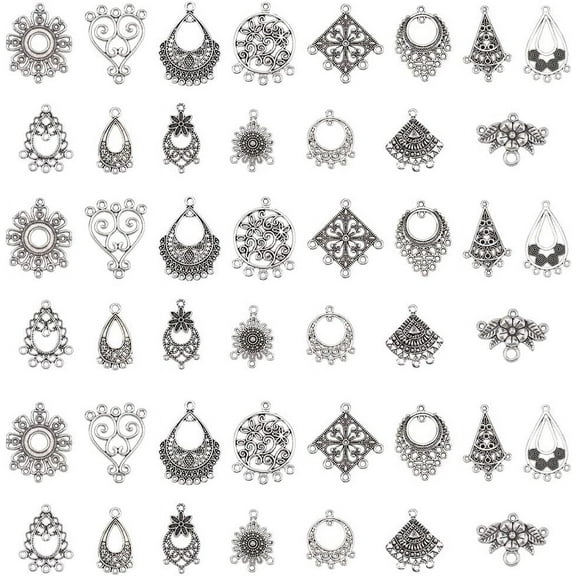 90pcs Chandelier Filigree Charms 15 Styles Dangle Chandelier Links Filigree Loops Connectors Flower