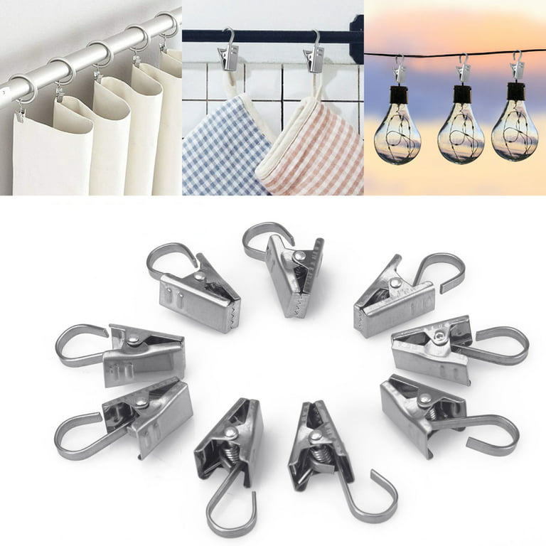 90pcs Curtain Clip Hooks, TSV Stainless Steel Party Light Hanger, Outdoor  String Lights Clips, for Drape Curtain Hanging, Home Photos Decoration, Art