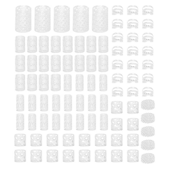 90pcs DIY Wig Dreadlocks Accessories Mesh Hollow Hair Extensions Hoop Barrettes for Braiding Styles