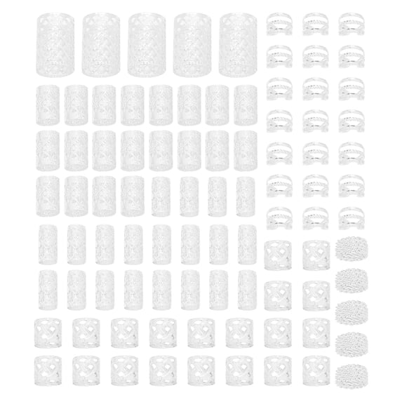 90pcs DIY Wig Dreadlocks Mesh Hollow Hair Extensions Barrettes Hair Clips for Braiding Accessories