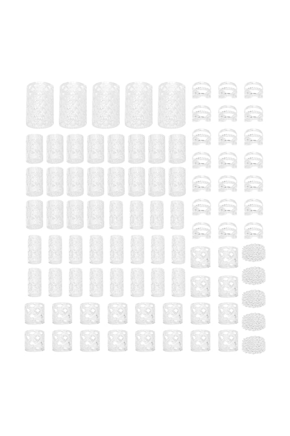 90pcs DIY Wig Dreadlocks Mesh Hollow Hair Extensions Barrettes Hair Clips for Braiding Accessories