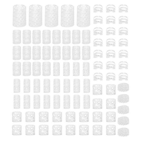 90pcs DIY Wig Dreadlocks Mesh Hollow Hair Extensions Hoop Barrettes Hair Clips for Braiding Accessories