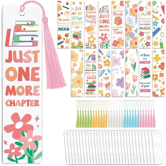 90pcs Flowers and Quote UV DTF Bookmark Making Kit for Women Men Adult DIY Personalized Bookmarker Decal Stickers Warps Set for Students Teachers Book Lovers Bookish Reading