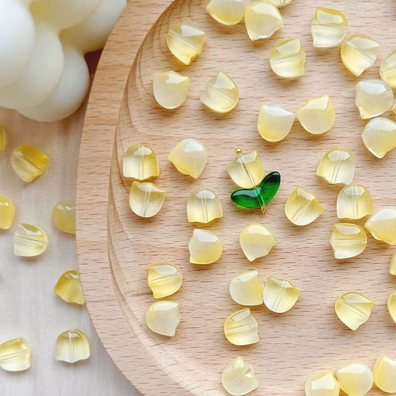 90pcs Handmade Lampwork Beads Tulip Lemon Chiffon 9mm