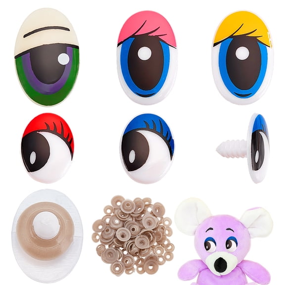 90pcs Plastic Safety Eyes 5 Styles Colorful Amigurumi Craft Eyes Stuffed Crochet Eyes Oval Kawaii Eyes with Washers