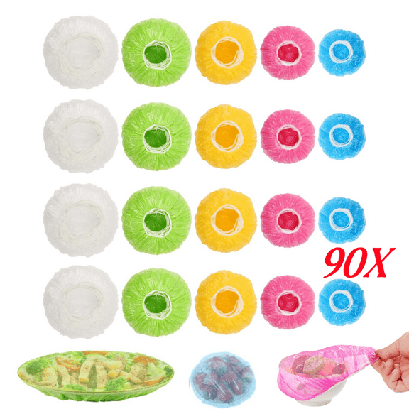 90pcs Reusable Colorful Plastic Food Lids Cling Film Elastic Lids For Bowls Plates And Dishes Reusable Disposable Bowl Lids Suitable For Kitchen Leftovers Picnic Outdoor Food Lids