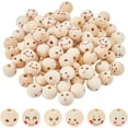 thumbnail image 1 of 90pcs Smile Face Wooden Beads 6 Styles 20mm Natural Wood Beads Loose Beads Head Beads Spacer Beads for DIY Key Chain Bracelet Necklace Jewelry Macrame Hair Crafts, Hole 4.7mm, 1 of 6