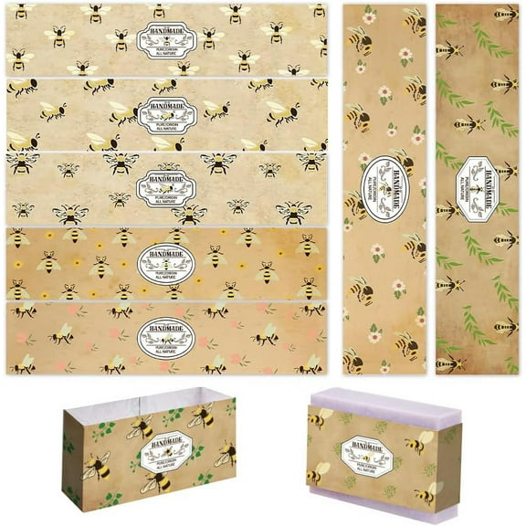 90pcs Soap Packaging Paper 9 Styles Bee Soap Wrapper Soap Animal Wrap Paper Tape Vertical Soap Paper Tag Soap Sleeves Covers for Homemade Soap Bar Packaging 8.2 Inch Long 1Set