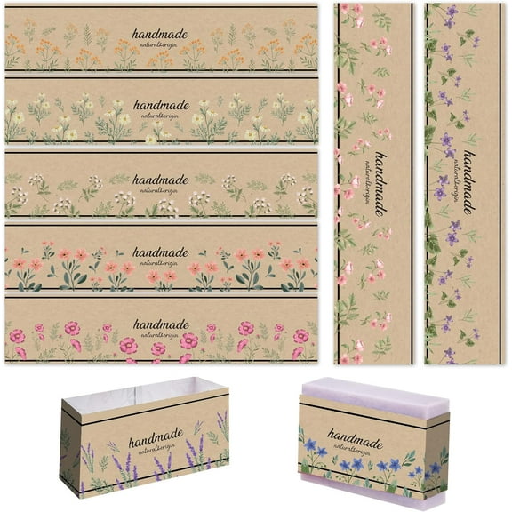 90pcs Soap Packaging Paper 9 Styles Soap Wrapper Kraft Paper Texture Soap Wrap Paper Tape Vertical Soap Paper Tag Soap Sleeves Covers for Homemade Soap Bar Packaging 8.2 Inch Long Mixed Color