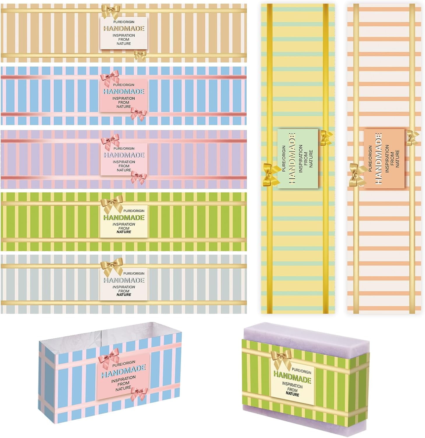 90pcs Soap Packaging Paper 9 Styles Soap Wrapper Stripe Pattern Soap