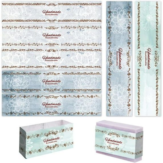 90pcs Soap Paper Wrap 9 Style Retro Floral Border Soap Wrap Labels Vintage Handmade Soap Wrapper Tape Soap Packaging Paper for Homemade Soap Lotion Bars Bath Gift Wrapping 8.2x1.9inch