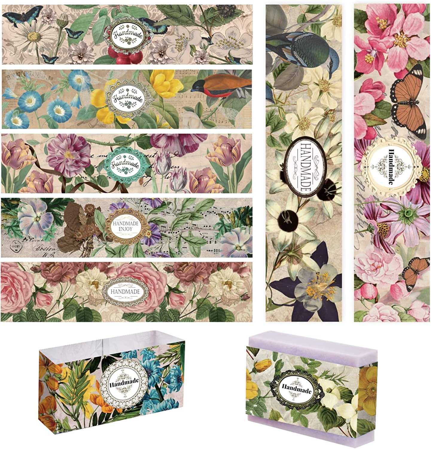 90pcs Vintage Flower Wrapper Tape 9 Styles Handmade Crafts Band Label ...