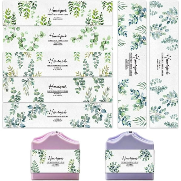 90pcs Watercolor Leaves Soap Wrappers 9 Styles Plant Branch Soap Labels Soap Packaging Paper Crafts Wrapper Soap Sleeves Gift Wrapping 8.3x1.97inch
