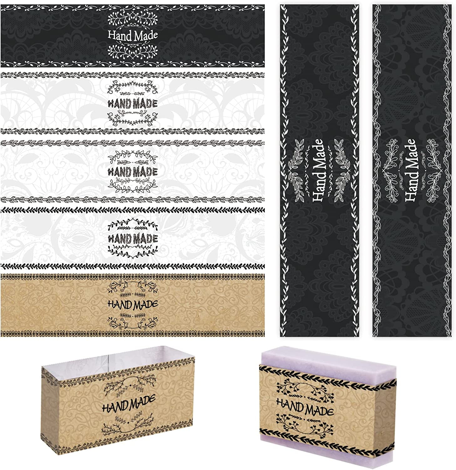 90pcs Wrap Paper Tape 9 Style Vintage Band Label Crafts Wrapper Sleeves ...