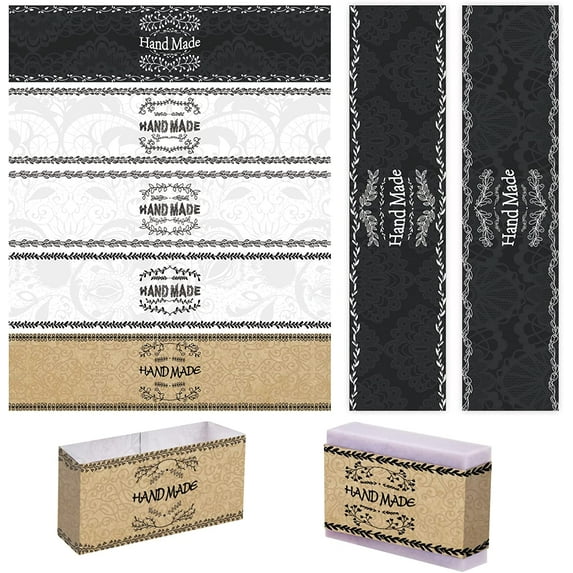 90pcs Wrap Paper Tape 9 Style Vintage Band Label Crafts Wrapper Sleeves Covers Vertical Tags for Handmade Soap Lotion Bars Bath Gift Wrapping 21x5cm/8.5x1.9 inch diy
