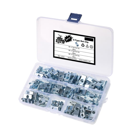 90pcs Zines Alloy U Shaped Clamping Nut Multiple Size M4M5M6M8 Thread Fastener Set for Vehicle Trim Panel Maintenance