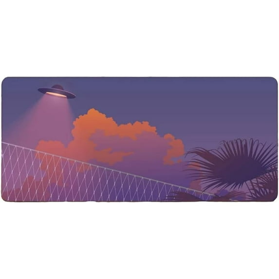 90s Anime Aeshtetics Desk Mat Alien Abduction Mouse Pad Computer Mouse Mat Desk Accessories 35''''×15.6''''×0.12'''' Color:Alien Abduction
