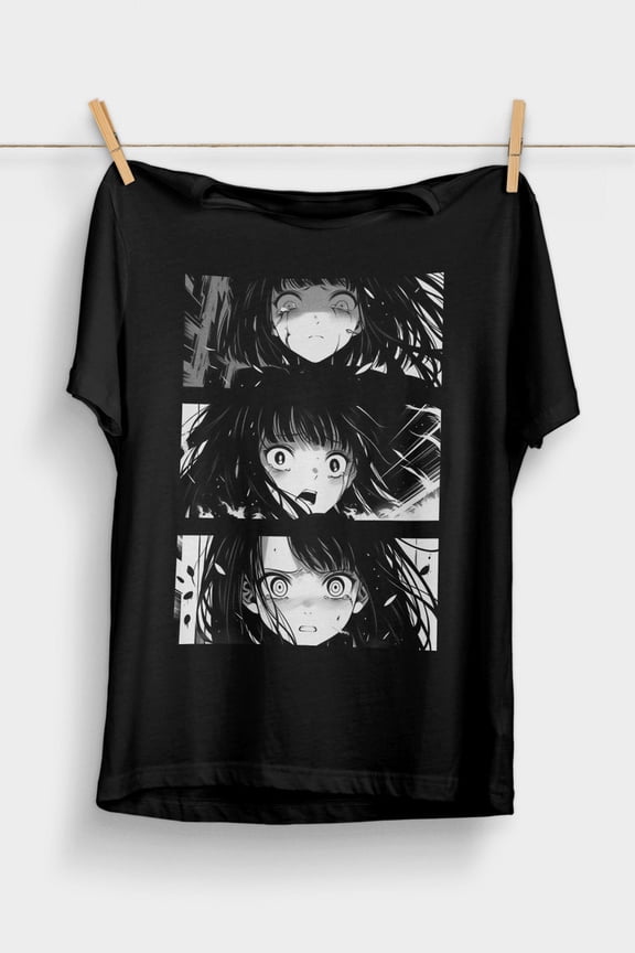 90s Anime Manga Girl T-Shirt | Japanese Horror | Alt Clothes | Anime Aesthetic | Grunge Clothing | Harajuku Streetwear Shirt | Gore Tee