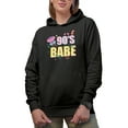 thumbnail image 1 of 90s Babe, Retro Geometric Art, Black Hooded Sweatshirt or Hoodie, Small, 1 of 5