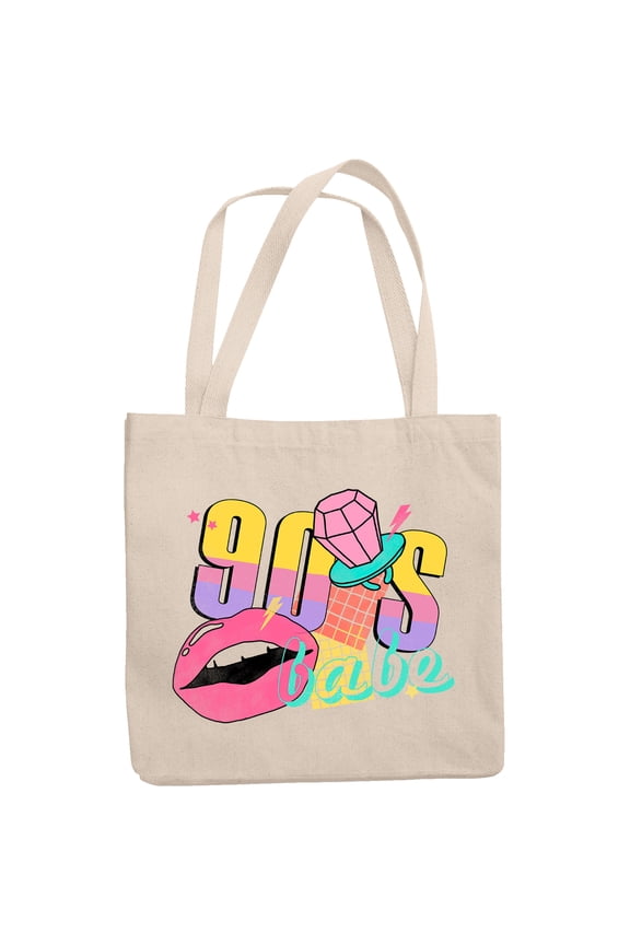 90s Babe, Retro Millennial Art Merch Gift, 12oz Canvas Tote Bag