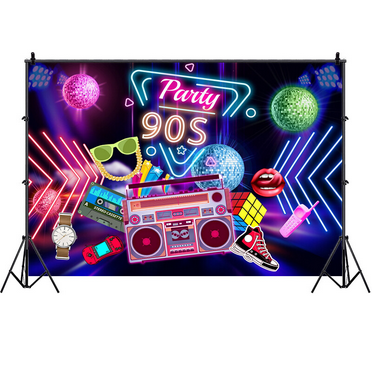 90s Backdrop Hip Hop Music Dance Disco Birthday Party Photo Background Banner