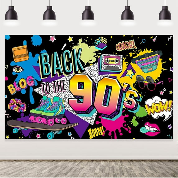 90s Background Decoration Back To The 90s Radio Skateboard Graffiti Retro Fashion Birthday Party Background Photography Props 1.5 * 1m