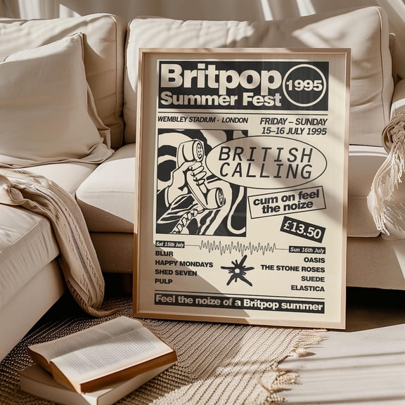 90s Britpop Concert Wall Art, Unframed Poster