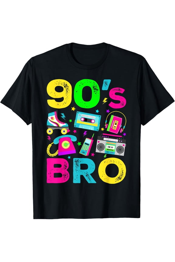 90s Bro 1990s Vintage Style Nineties Retro Party T-Shirt men and women can wear, black, white, gifts