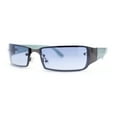 thumbnail image 1 of 90s Classic Narrow Rectangle Designer Rimless Luxury Fashion Sunglasses Gunmetal Blue - Blue, 1 of 4