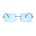 thumbnail image 1 of 90s Classic OG Rapper Rimless Pop Color Lens Sunglasses Gold Blue, 1 of 4
