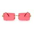 thumbnail image 1 of 90s Classic OG Rapper Rimless Pop Color Lens Sunglasses Gold Fuchsia, 1 of 4