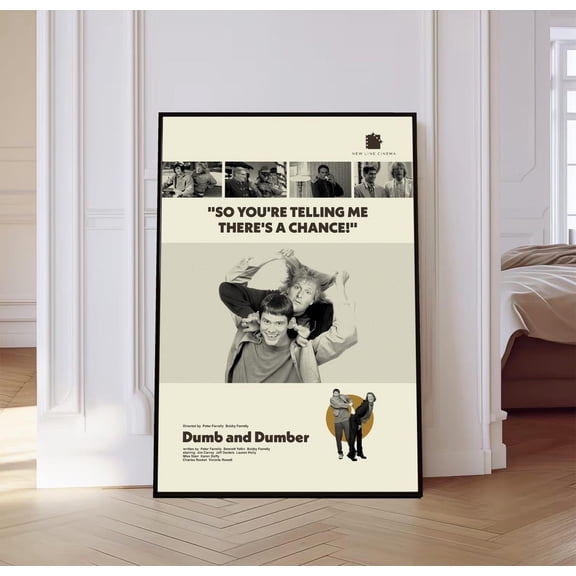 90s Classic Slapstick Comedy Minimalist Black and White Mid-Century Modern Wall Art, Unframed Poster