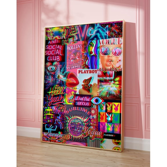 90s Collage Art Print, Nostalgic Y2k Wall Decor, Retro Pop Culture Poster, Colorful Room Decor, Teen Bedroom Wall Art, Poster Only