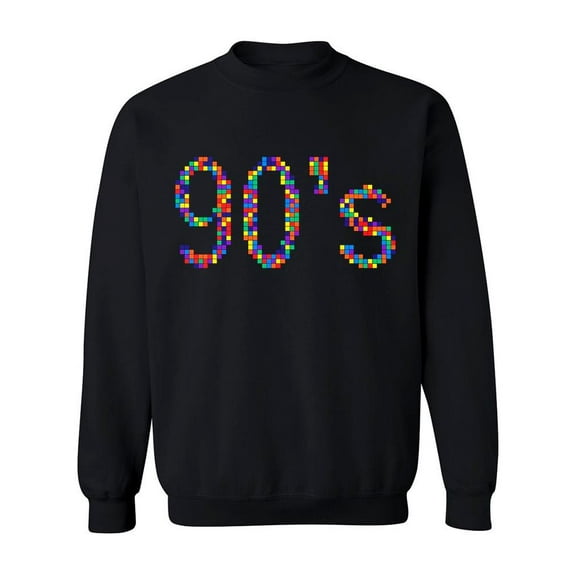 90s Colorful Pixel Sweatshirt Men - Men Sweatshirt, Black, 3XL