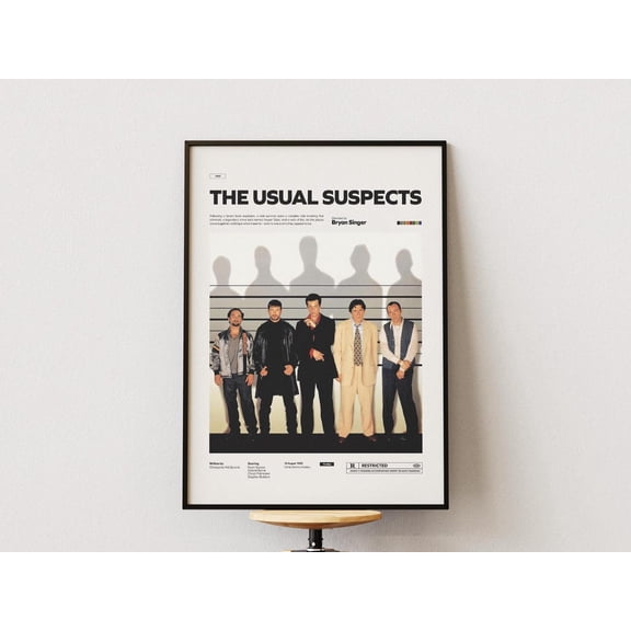 90s Crime Mystery Wall Decor Suspect Interrogation Art Cult Cinema Room, Unframed Poster