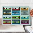 thumbnail image 1 of 90s Cutting Board, Composition of Retro Plastic Audio Cassettes Tapes Old Technology Entertainment Theme, Decorative Tempered Glass Cutting and Serving Board, Large Size, Green Blue, by Ambesonne, 1 of 1