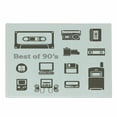 thumbnail image 1 of 90s Cutting Board, Gadget of 90s Pattern with Desktop Computer Video Game Joystick Nostalgia Theme Print, Decorative Tempered Glass Cutting and Serving Board, Small Size, Brown, by Ambesonne, 1 of 1