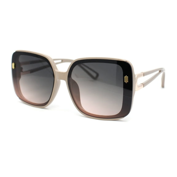 90s Diva Womens Rectangle Butterfly Plastic Designer Sunglasses Beige - Brown Smoke