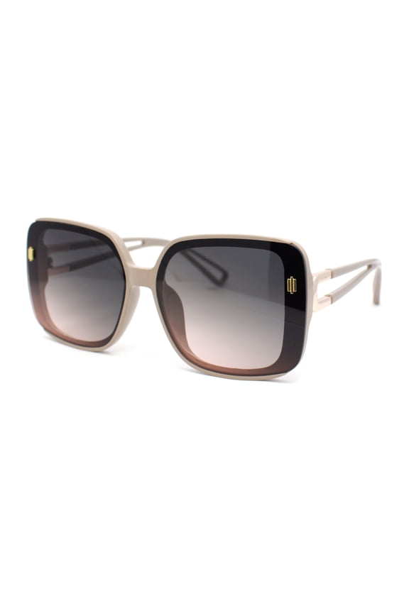 90s Diva Womens Rectangle Butterfly Plastic Designer Sunglasses Beige - Brown Smoke