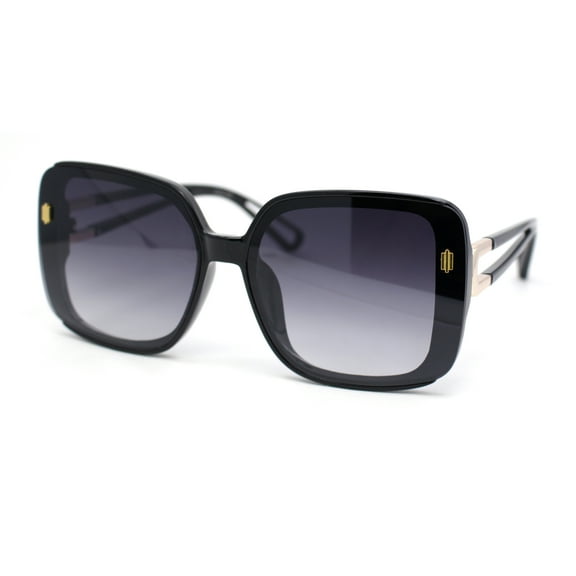 90s Diva Womens Rectangle Butterfly Plastic Designer Sunglasses Black - Smoke