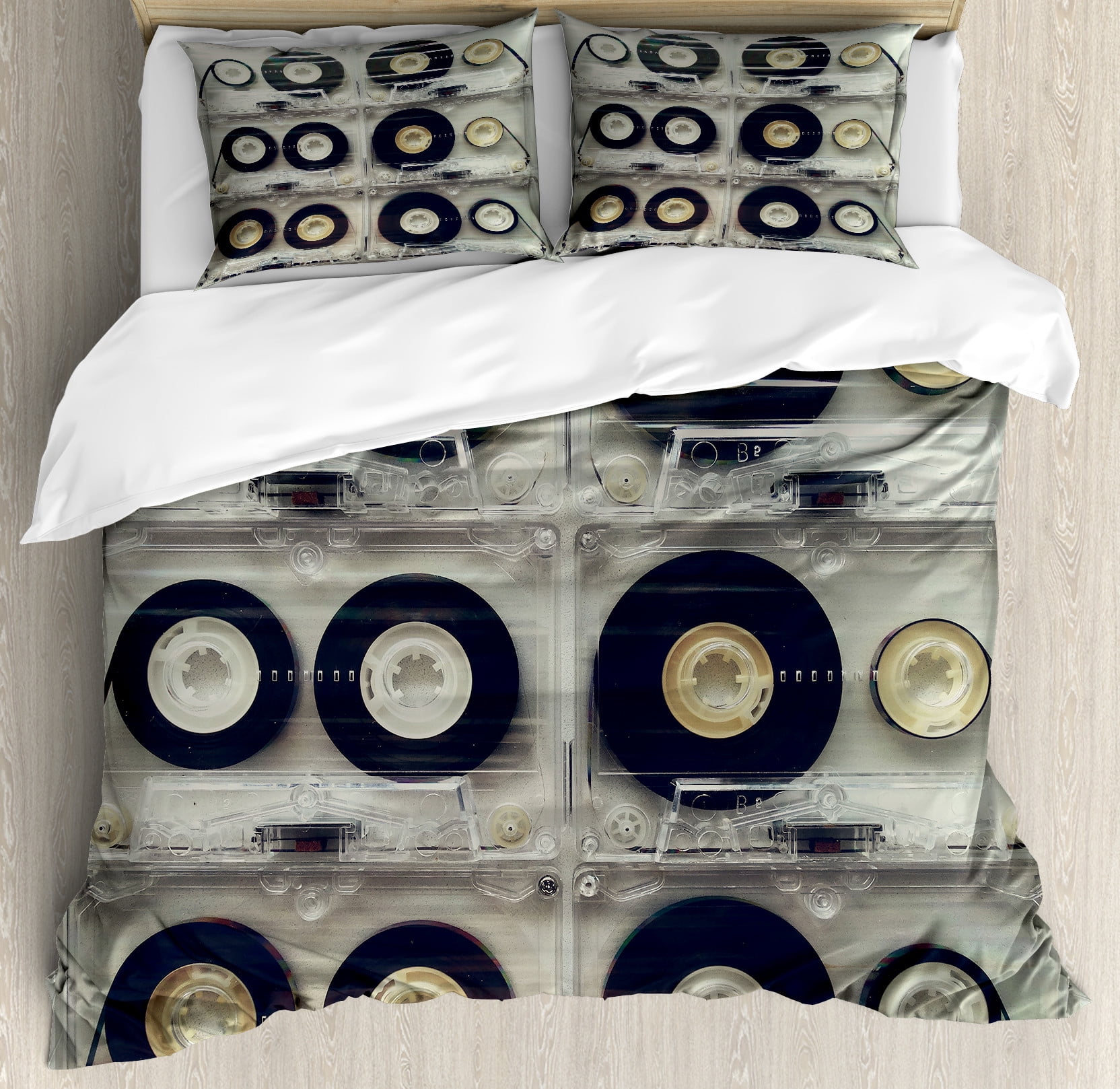 Retro Cassette Tape Print King Duvet Cover Set