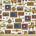 thumbnail image 1 of Ambesonne Vintage Fabric by the Yard Upholstery, 90s Theme Retro Fun Items, 1 Yard, Mustard, 1 of 5
