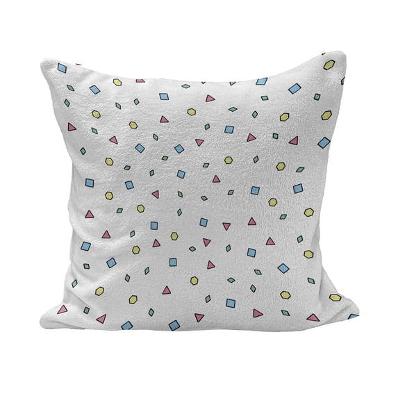 90s Fluffy Throw Pillow Cushion Cover, Colorful Mosaic Pattern with Geometric Shapes in Memphis Style Doodle Print, Decorative Square Accent Pillow Case, 40" x 40", Blue Green, by Ambesonne