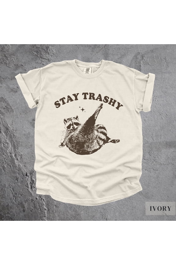 90s Funny Racoon Shirt Retro Y2k Boho Aesthetic, Cute Stay Trashy T Shirt, Fun Meme T-Shir