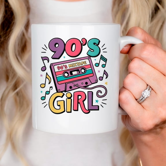 90s Gir1l Coffee Mug, R C1A1sS1ette Tape Design, NostaL1Gic Gift