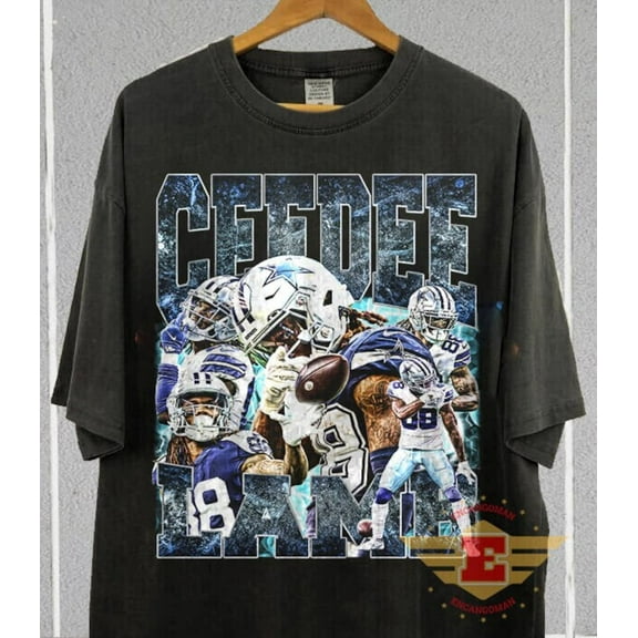 90s Graphic Style CeeDee Lamb T-Shirt, Vintage Sport Tee, Retro American Football Bootleg Gift Shirt,Black Color,Size L