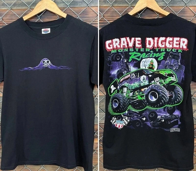 90s Grave Digger Monster Truck Basic 2 sided Retro T shirt - Walmart.com