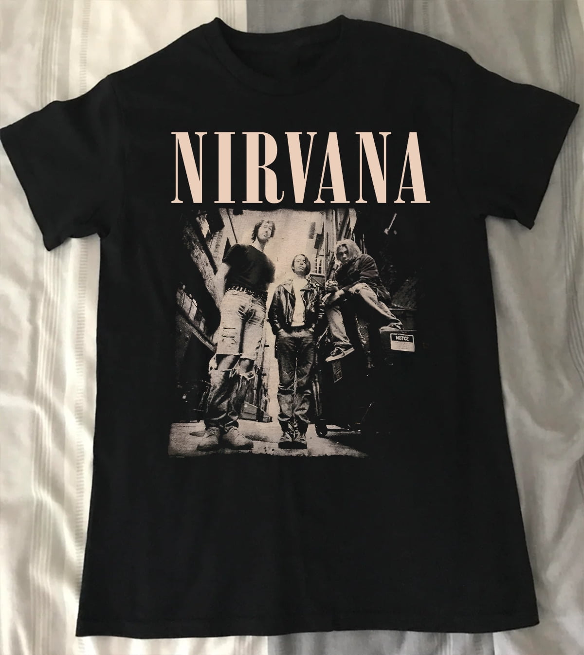 90s Grunge Rock Band Style Shirt for Men Cotton Short Sleeve Black S ...