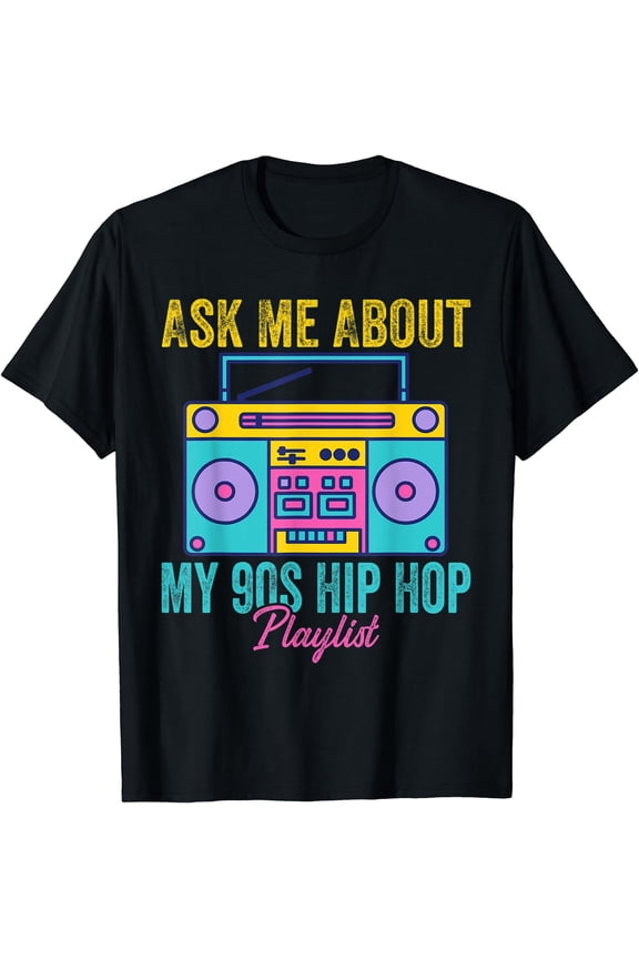 90s Hip Hop Clothing Rap Music Nostalgia Old School Gangster T-Shirt Black Medium