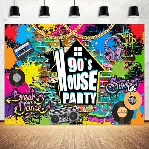 90s House Party Backdrop , Hip Hop Graffiti Theme Supplie, Retro Radio ...